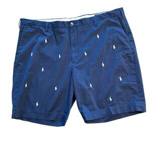 Polo Ralph Lauren Mens Navy Classic Fit Embroidered All Over Pony Shorts Size 46